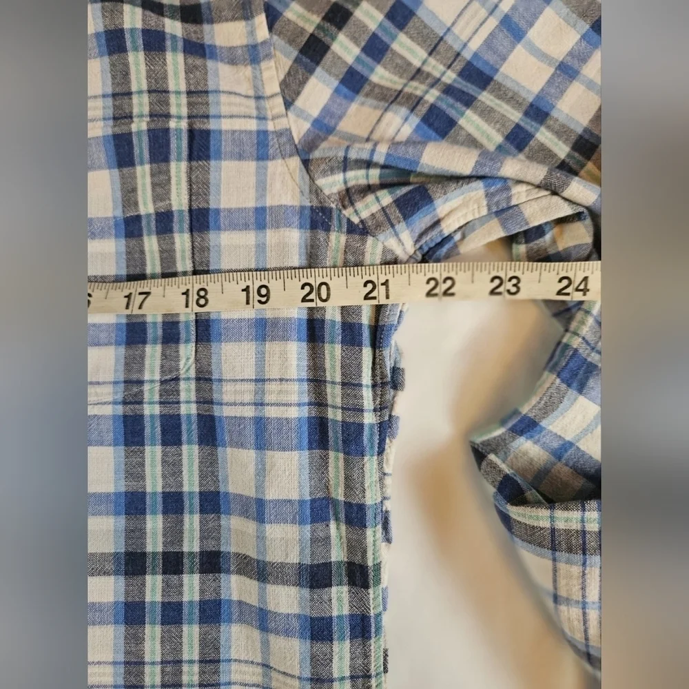 J Crew Mens Slim Blue Plaid Long Sleeve Button Up Collared Shirt Size Large